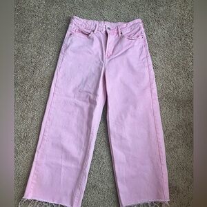 Old Navy Pink Ankle Cropped Jeans Frayed Hem